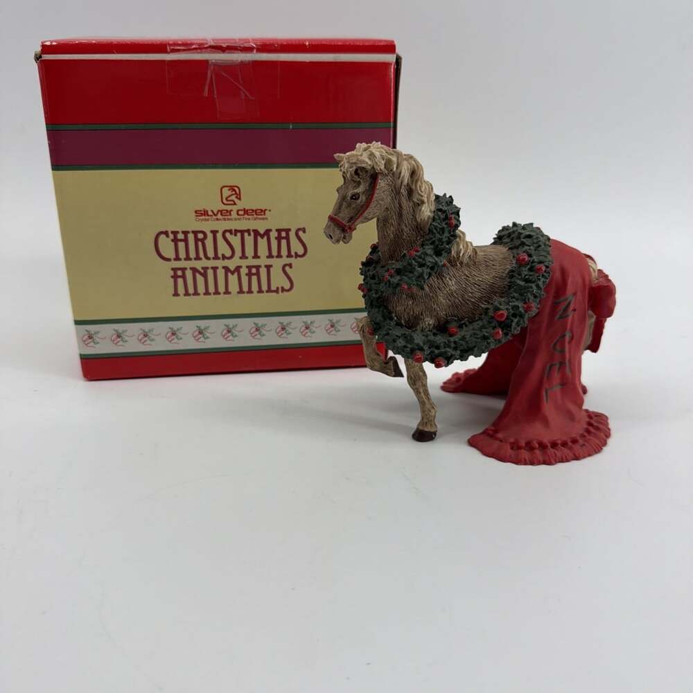 Tom Rubel Prancing Palomino Figurine Noel Horse Christmas Animals 1990 w/Box